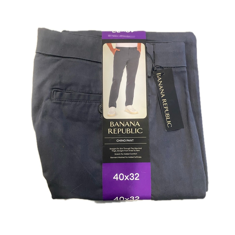 Banana Republic Chino Pant Mens 40x32 Gray New Straight Slim Fit Stretch Cotton